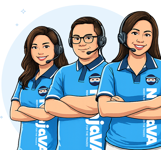 Three NinjaVA virtual assistants wearing headsets